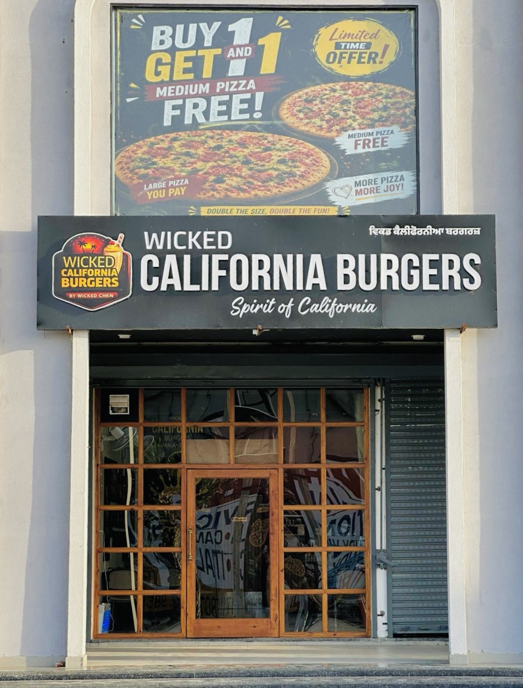 Wicked California Burgers storefront at Sector 43 Market, Samrala